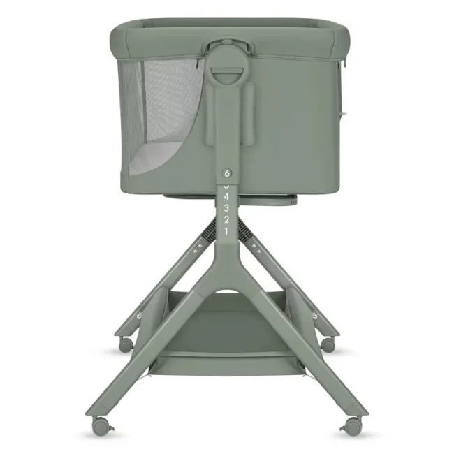 Patut co-sleeper, Lionelo, Leonie Plus, Pliabil, Cu sistem de leganare, Cu setare unghiulara, Reglabil in 6 pozitii pe inaltime, Conform cu standardele europeane de securitate EN1130 si EN16890, Verde BYNLO-LEONIE_PLUS_GREEN_SAGE