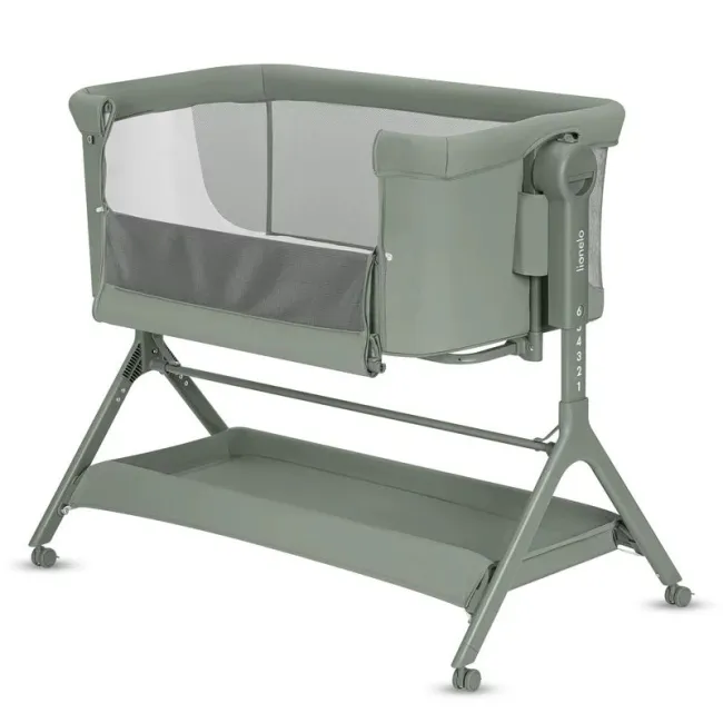 Patut co-sleeper, Lionelo, Leonie Plus, Pliabil, Cu sistem de leganare, Cu setare unghiulara, Reglabil in 6 pozitii pe inaltime, Conform cu standardele europeane de securitate EN1130 si EN16890, Verde BYNLO-LEONIE_PLUS_GREEN_SAGE