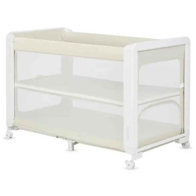 Patut multifunctional, Lionelo, Patty, 5 in 1, 0- 36 luni, Co-sleeper, Tarc de joaca, Patut de calatorie, Laterala rabatabila, 2 trepte reglare saltea, Roti, Husa transport inclusa, Bej BYNLO-PATTY_BEIGE_SAND