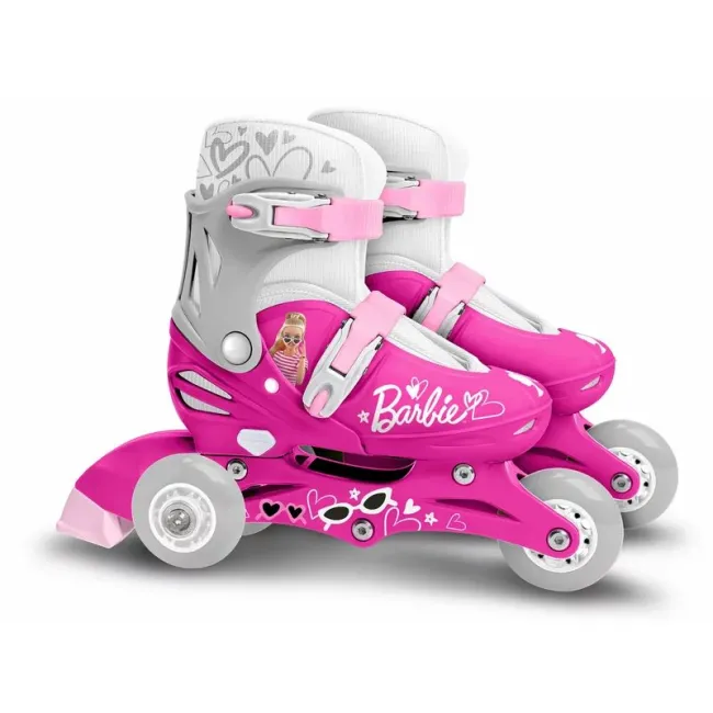 Role, Stamp, De la incepator la avansat, Cu 3 roti, Ajustabile, Inchidere prin velcro, Cu frana, Marime 27-30, Barbie BYNCB200301
