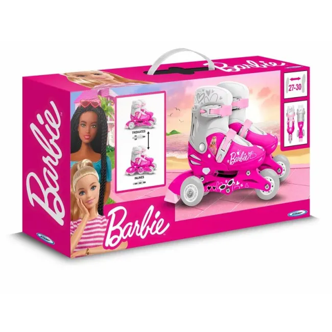 Role, Stamp, De la incepator la avansat, Cu 3 roti, Ajustabile, Inchidere prin velcro, Cu frana, Marime 27-30, Barbie BYNCB200301