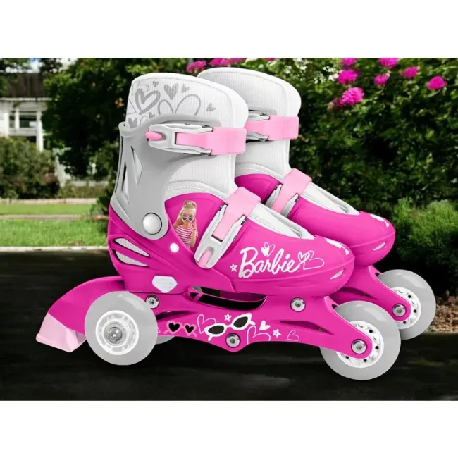 Role, Stamp, De la incepator la avansat, Cu 3 roti, Ajustabile, Inchidere prin velcro, Cu frana, Marime 27-30, Barbie BYNCB200301