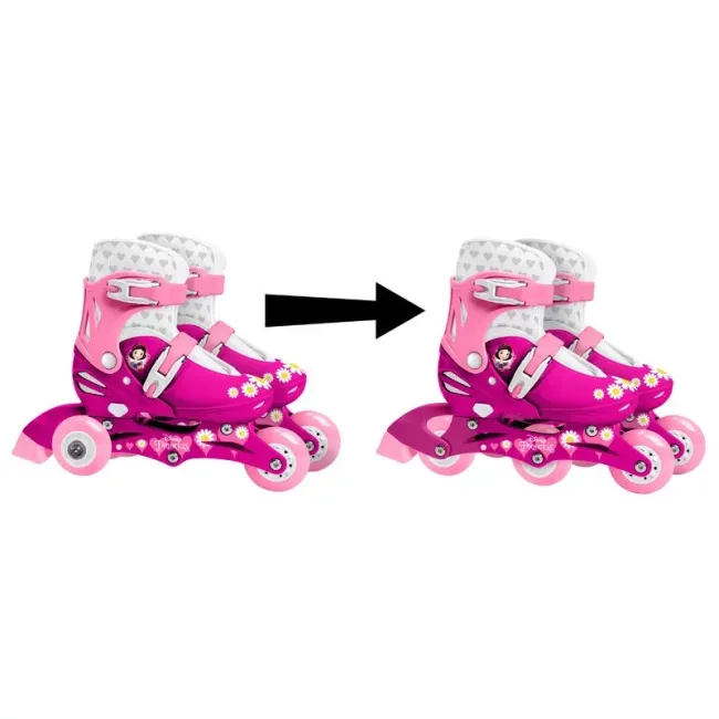 Role, Stamp, Disney, De la incepator la avansat, Cu 3 roti, Ajustabile, Inchidere prin velcro, Cu frana, Marime 27-30, Princess BYNJ100830