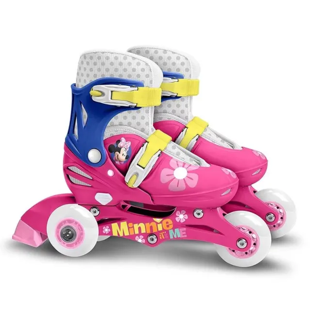 Role evolutive, Stamp, Disney, De la incepator la avansat, Cu 3 roti, Ajustabile, Inchidere prin velcro, Cu frana, Marime 27-30, Minnie Mouse BYNJ100930