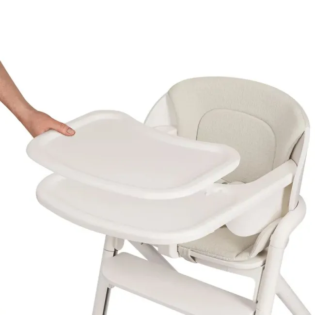Scaun de masa multifunctional Celia Close&Cosy, Lionelo, Din lemn de fag, 6 luni- adult, Reglabil pe inaltime, Spatar lat, Sezut ergonomic, Tavita silicon, Suport de picioare reglabil, Greutate maxima 90 Kg, Alb BYNLO-CELIA_CLOSE&COSY