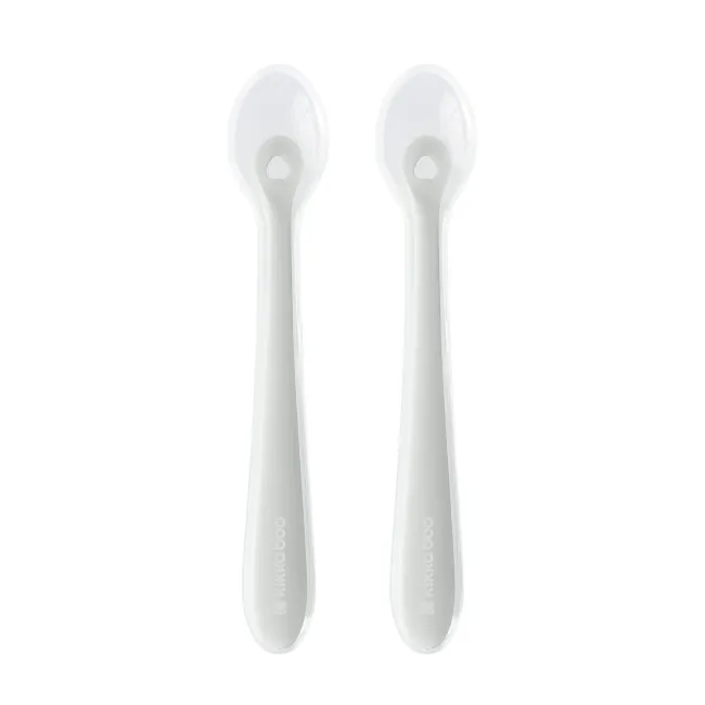 Set 2 lingurite din silicon alimentar cu carcasa de protectie, de la 4 luni+, Sand