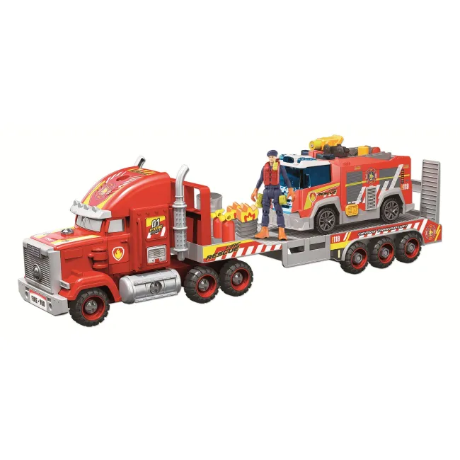 Set Pompieri Fire Rescue cu camion transport, autospecială, figurină și accesorii, aprox. 50 cm, 3+ ani SOLRS12382