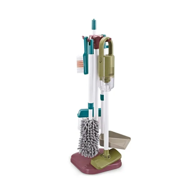 Set de curatenie interactiv pentru copii TinyMini , 23 piese, aspirator cu baterii, mop, matura, faras si suport organizator, 3 ani+