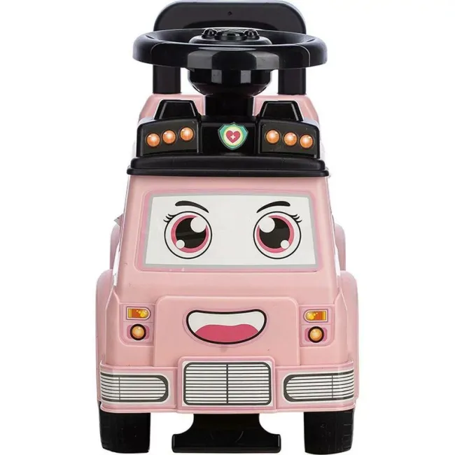Vehicul ride-on, Free2Move, Ambulanta, Cu lumini si sunete, Cu spatiu de depozitare, 19-36 luni, Roz BYN86427