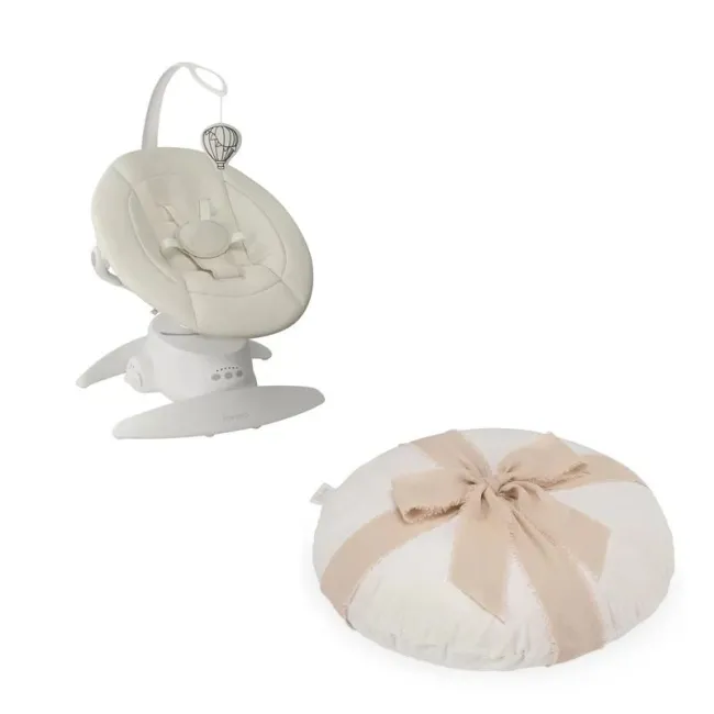 Balansoar, Lionelo, Iris Close&Cosy, 2 in 1, Rotire 360 grade, Electric, Cu 3 moduri de leganare, Cu 5 trepte de viteza, Cu 3 pozitii de inclinare, Pana la 9 kg, Alb BYNLO-IRIS_CLOSE&COSY