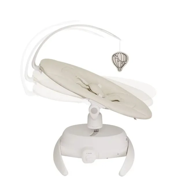Balansoar, Lionelo, Iris Close&Cosy, 2 in 1, Rotire 360 grade, Electric, Cu 3 moduri de leganare, Cu 5 trepte de viteza, Cu 3 pozitii de inclinare, Pana la 9 kg, Alb BYNLO-IRIS_CLOSE&COSY