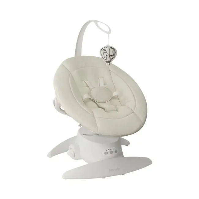 Balansoar, Lionelo, Iris Close&Cosy, 2 in 1, Rotire 360 grade, Electric, Cu 3 moduri de leganare, Cu 5 trepte de viteza, Cu 3 pozitii de inclinare, Pana la 9 kg, Alb BYNLO-IRIS_CLOSE&COSY