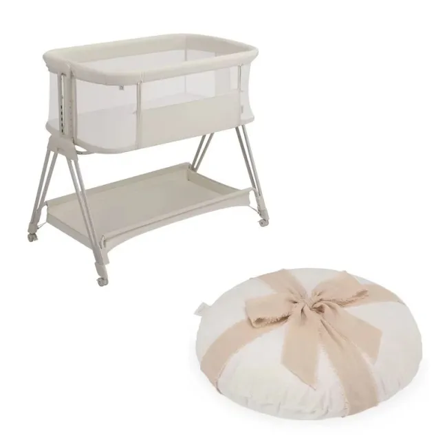Patut co-sleeper, Lionelo, Luna Close&Cosy, 2 in 1, Cu laterala culisanta, Cu setare unghiulara, Cu roti, Reglabil in 6 pozitii pe inaltime, Alb BYNLO-LUNA_CLOSE&COSY