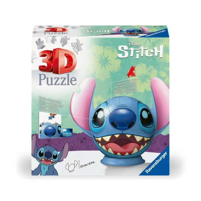 Ravensburger - Puzzle 3D Disney Stitch figurina Stitch cu urechi 72 piese - ARTRVS3D11574