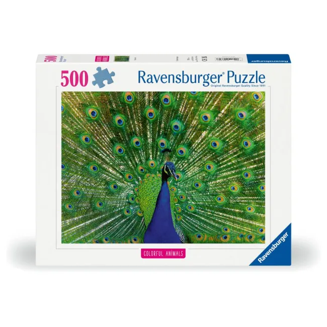 Ravensburger - Puzzle animale colorate paun 500 piese - ARTRVSPA01332
