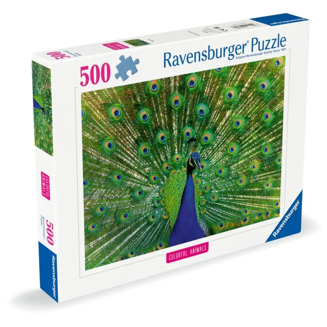 Ravensburger - Puzzle animale colorate paun 500 piese - ARTRVSPA01332