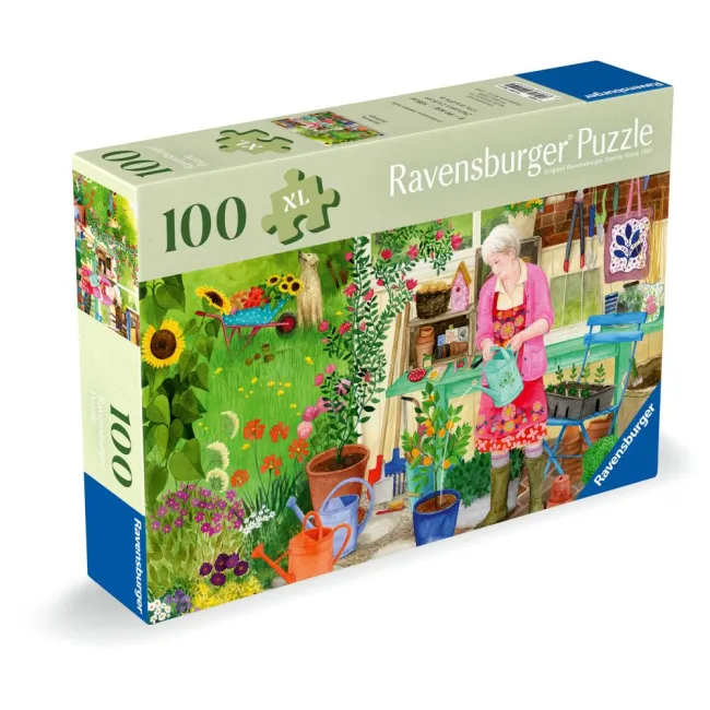 Ravensburger - Puzzle pentru varstnici gradinarit cu sablon de imagine si suport din carton 100 piese mari XL - ARTRVSPA01362