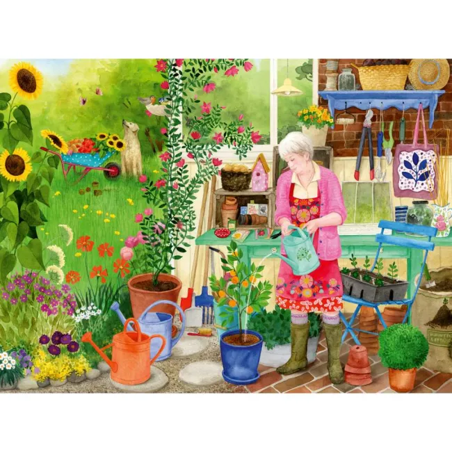Ravensburger - Puzzle pentru varstnici gradinarit cu sablon de imagine si suport din carton 100 piese mari XL - ARTRVSPA01362