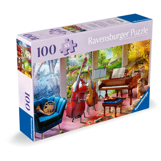 Ravensburger - Puzzle pentru varstnici anotimpuri muzicale cu sablon de imagine si suport din carton 100 piese mari XL - ARTRVSPA01366