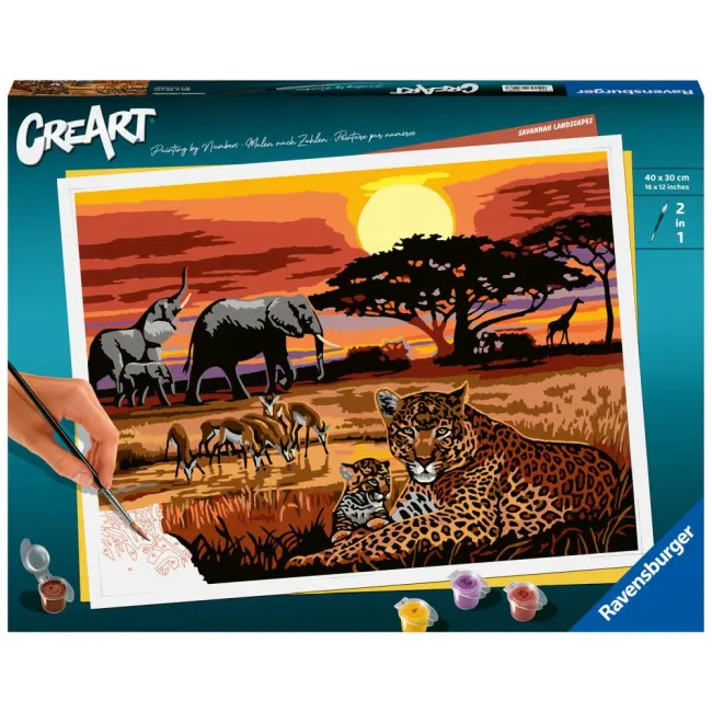 Ravensburger - CreArt pictura pe numere pentru adulti peisaj din savana - ARTRVSPBN23548