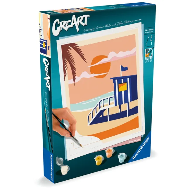 Ravensburger - CreArt pictura pe numere pentru adulti cabana pe plaja - ARTRVSPBN23896