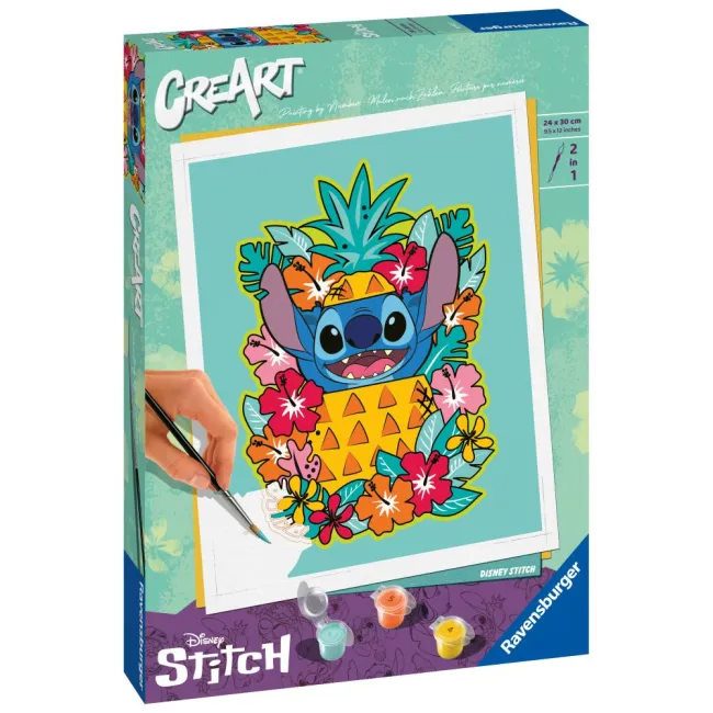 Ravensburger - CreArt pictura pe numere pentru adulti Disney Stitch floral - ARTRVSPBN23933