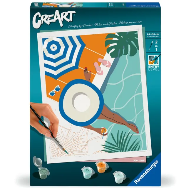 Ravensburger - CreArt pictura pe numere pentru adulti momente de relaxare la piscina - ARTRVSPBN25523