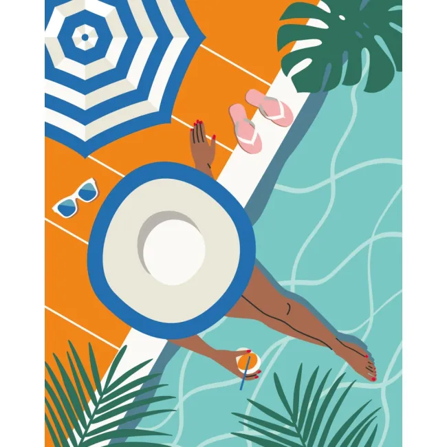 Ravensburger - CreArt pictura pe numere pentru adulti momente de relaxare la piscina - ARTRVSPBN25523