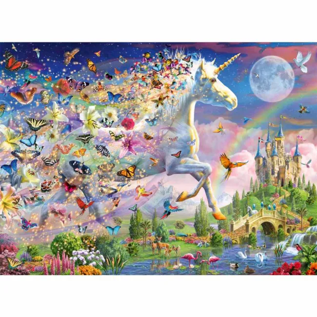 Ravensburger - Puzzle Star Line Unicorn si fluturi care lumineaza in intuneric 200 piese XXL - ARTRVSPC00872
