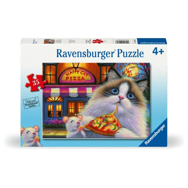 Ravensburger - Puzzle pisica mancand pizza 35 piese - ARTRVSPC04060