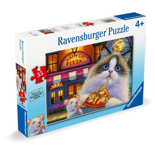 Ravensburger - Puzzle pisica mancand pizza 35 piese - ARTRVSPC04060