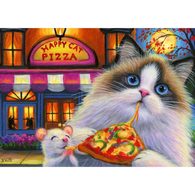 Ravensburger - Puzzle pisica mancand pizza 35 piese - ARTRVSPC04060