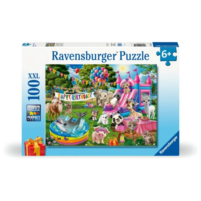 Ravensburger - Puzzle petrecere aniversara cu animalute 100 piese XXL - ARTRVSPC04161