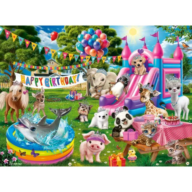 Ravensburger - Puzzle petrecere aniversara cu animalute 100 piese XXL - ARTRVSPC04161