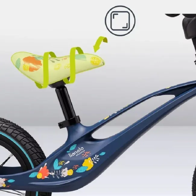 Bicicleta fara pedale, Lionelo, Bart Air, Usoara, Cu roti gonflabile, Cu cadru din magneziu, Cu ghidon si sa reglabile, Greutate 3.8 Kg, 12 inch, Conform cu standardul european de securitate EN71, Albastru BYNLOE-BART_AIR_BLUE_NAVY