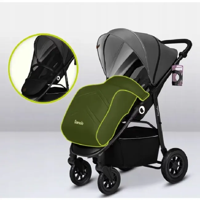 Carucior sport, Lionelo, Natt, De la nastere, Cu accesorii si capotina XXL reglabila, 0 - 22 kg, Conform cu standardele europene de securitate EN1888-1, EN1888-2, Gri BYNLO-NATT_GREY_STONE