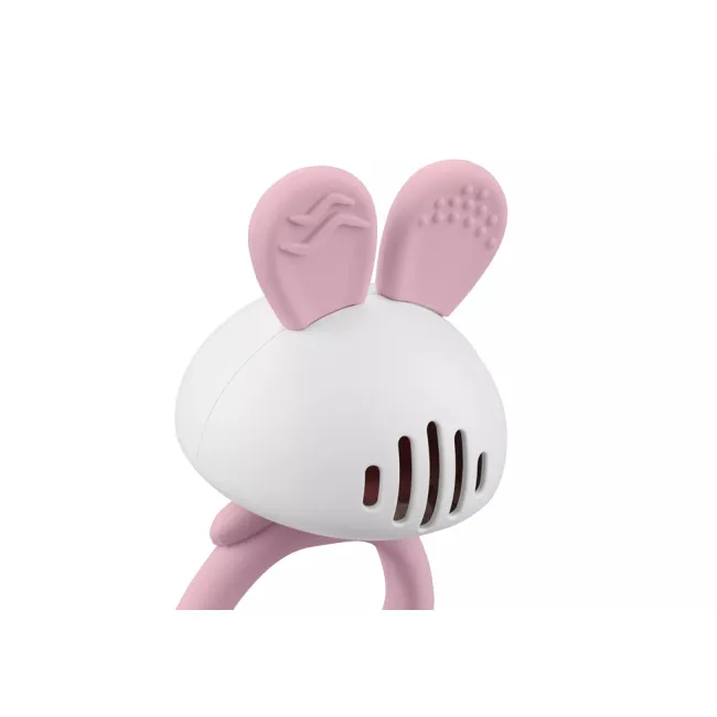 Jucarie pentru dentitie din silicon cu zornaitoare, Mombella Bunny - Pink KRTM02400