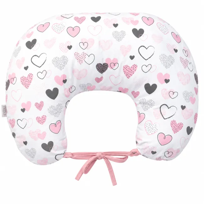 Perna Pentru Gravide Si Alaptare, Husa Detasabila Din Bumbac 100% Si Umplutura Antialergica Babysoft  , Inimioare, Amy Pjb83267