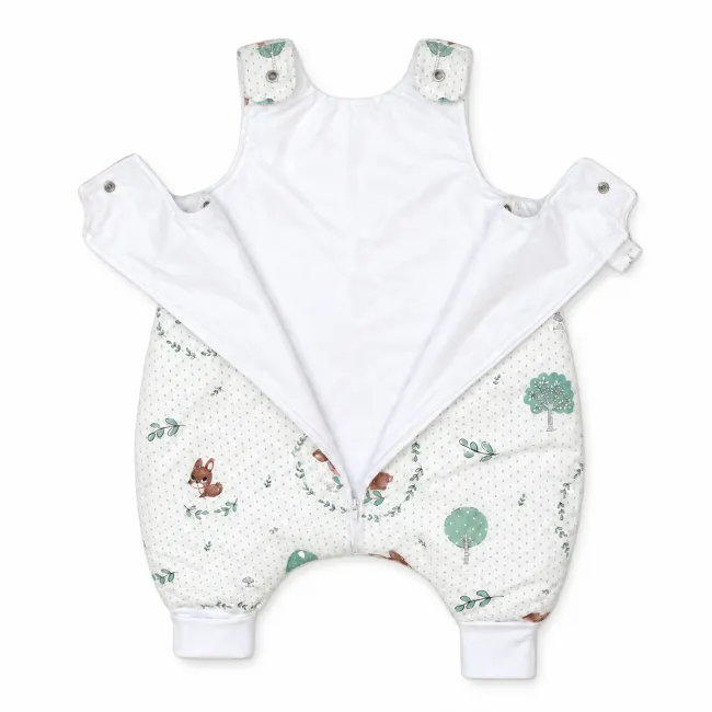 Sac De Dormit Cu Picioare Amy Poiana Cu Caprioare, Bumbac, 2.5 Tog, Marimea M (92-98cm), 68x52cm ,   Cu E Osete Integrate Pjb84757