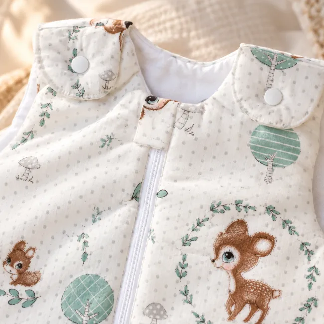 Sac De Dormit Cu Picioare Amy Poiana Cu Caprioare, Bumbac, 2.5 Tog, Marimea M (92-98cm), 68x52cm ,   Cu E Osete Integrate Pjb84757