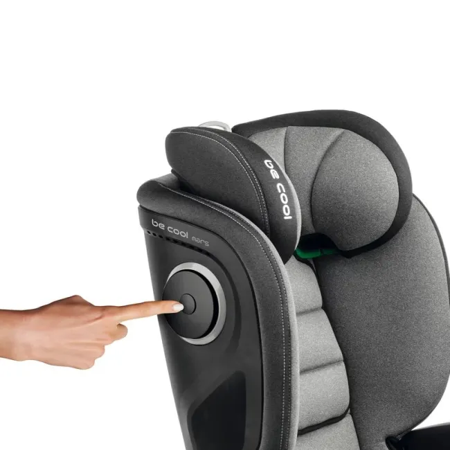 Scaun auto, Be Cool, Mars, I-Size, 100-150 cm, 4-12 ani, Cu isofix, Protectie superioara in caz de impact lateral - SPS, Cu tetiera reglabila, Conform cu standardul european de securitate ECE R129, Iron BYN8420421077979