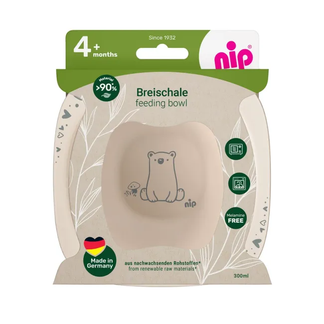 Set 2 castroane nip&reg; pentru mancarea copiilor cu motive gravate laser, din plastic cu peste 90% materii prime vegetale, fara melamina, lavabile in masina de spalat vase, Made in Germany, 4+ luni, roz, nip 38843