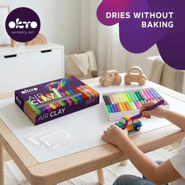 Set de modelaj OKTO Air Clay, 24 culori, 144 g, 3 ani+ KRTOK25002
