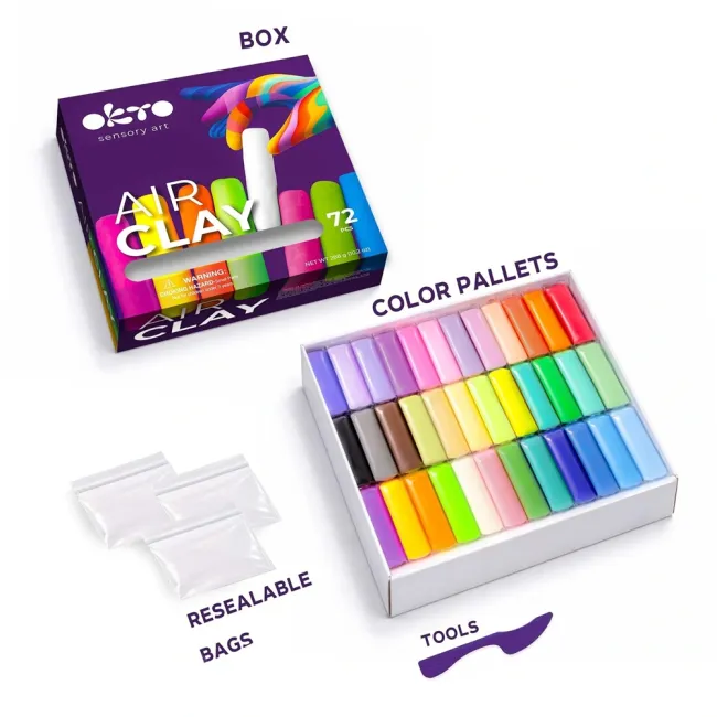 Set de modelaj OKTO Air Clay, 36 culori, 216 g, 3 ani+ KRTOK25003