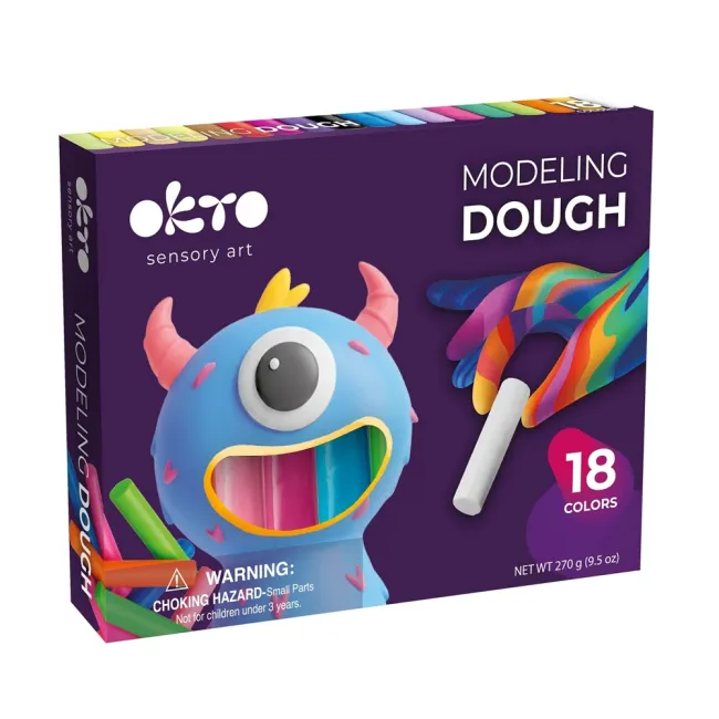 Set de plastilină pentru modelaj OKTO, 18 culori, 270 g, 3 ani+ KRTOK25008