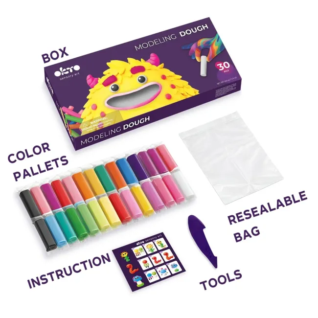 Set de plastilină pentru modelaj OKTO, 30 de batoane, 450 g, 3 ani+ KRTOK25009