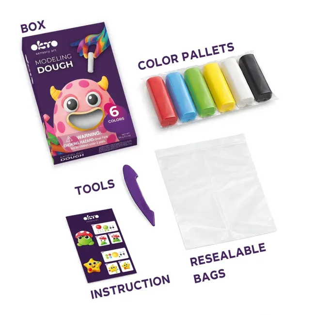 Set de plastilină pentru modelaj OKTO, 6 culori, 210 g, 3 ani+ KRTOK25007