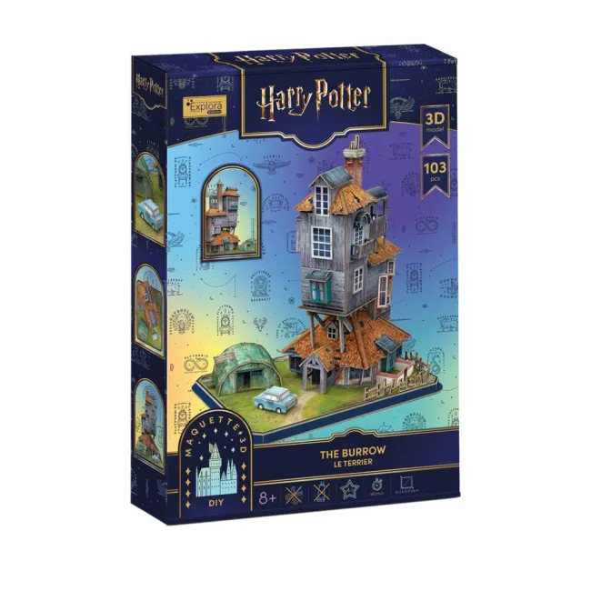 Cubic Fun - Puzzle 3D Harry Potter The Burrow locuinta Familiei Weasley 103 piese - ARTCU540309