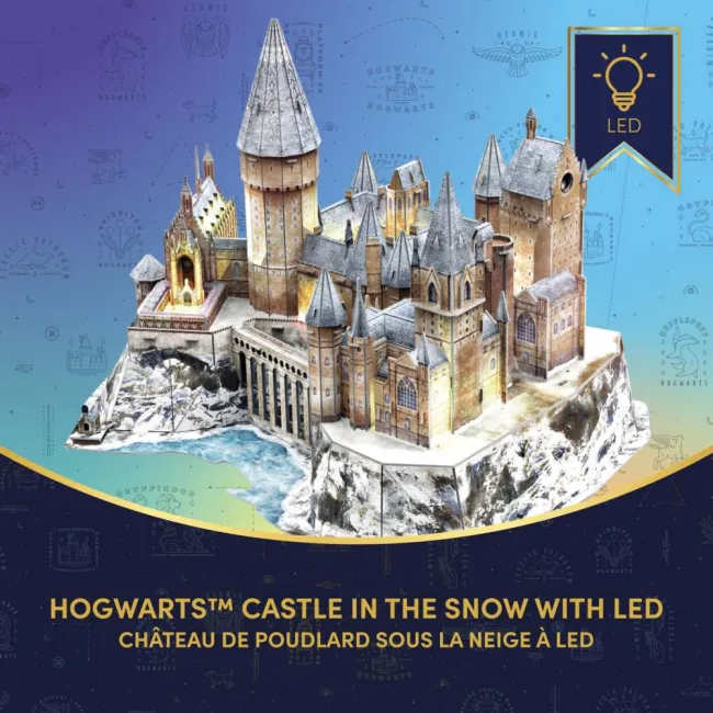 Cubic Fun - Puzzle 3D cu LED Harry Potter Castelul Hogwarts in zapada 202 piese - ARTCU540312