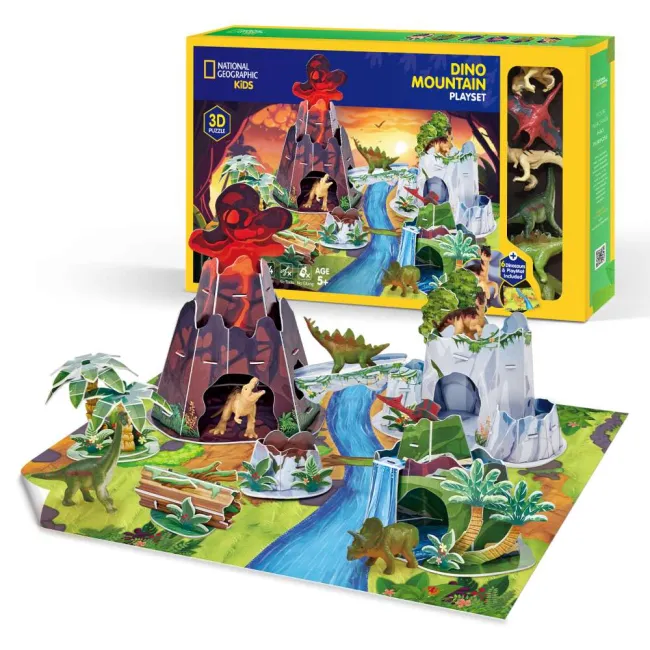 Cubic Fun - National Geographic Set de joaca 3D muntele dinozaurilor 54 piese - ARTCUDS1078h